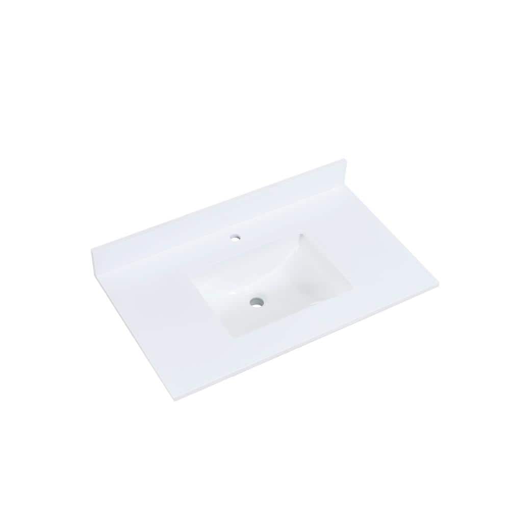 Snow White 37" Stone Vanity Top with Undermount Sink