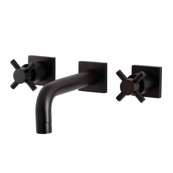 Kingston Brass Concord Double Handle Wall Mounted Faucet Bathroom in Oil Rubbed Bronze