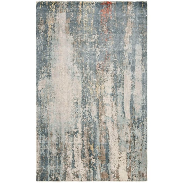 Mirage 6 ft. x 9 ft. Blue/Gray Distressed Striped Marle Area Rug