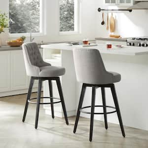 Haynes 30 in. Flint Gray High Back Metal Swivel Bar Stool with Fabric Seat ( Set of 2)