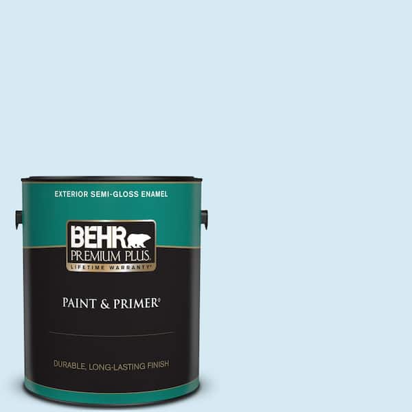 BEHR PREMIUM PLUS 1 gal. #P500-1 Spacious Skies Semi-Gloss Enamel Exterior Paint & Primer