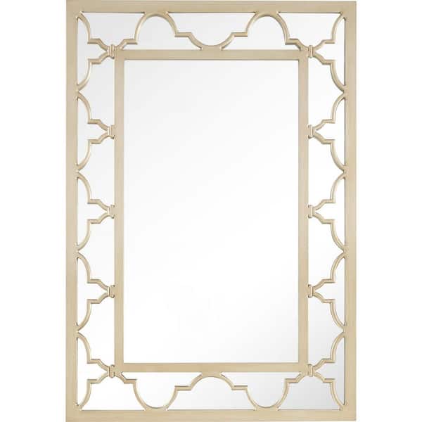 HomeRoots 30.8 in. W x 44 in. H Metal Beige Decorative Mirror