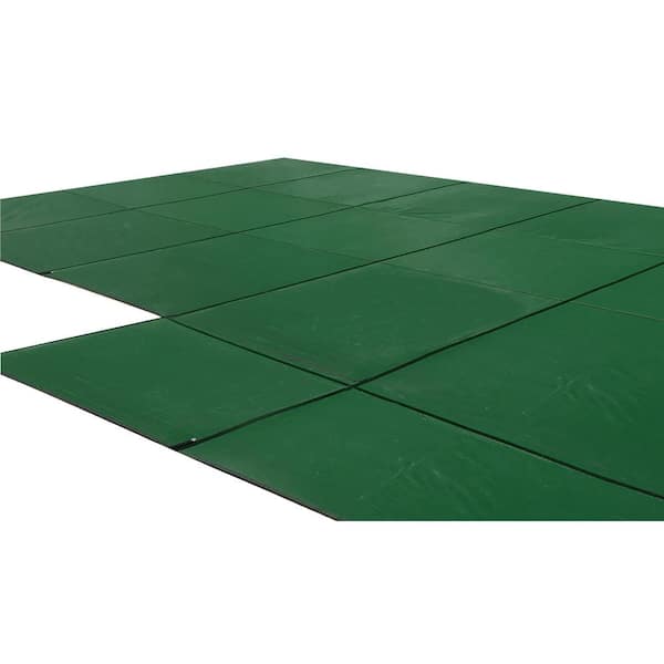 Water Warden Mesh Green Safety Cover for 16 ft. x 32 ft. Rectangle In Ground Pool with 4 ft. x 6 ft. Right Step with 1 ft. Offset