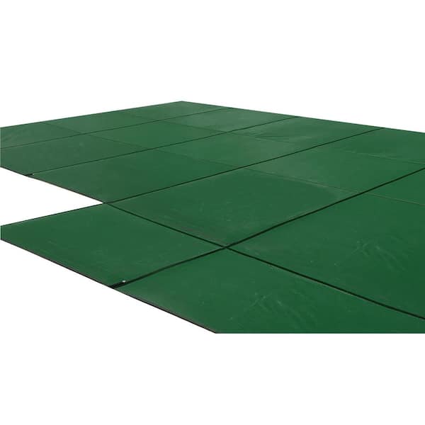 Water Warden Mesh Green Safety Cover for 20 ft. x 40 ft. Rectangle In Ground Pool with 4 ft. x 8 ft. Right Step with 2 ft. Offset