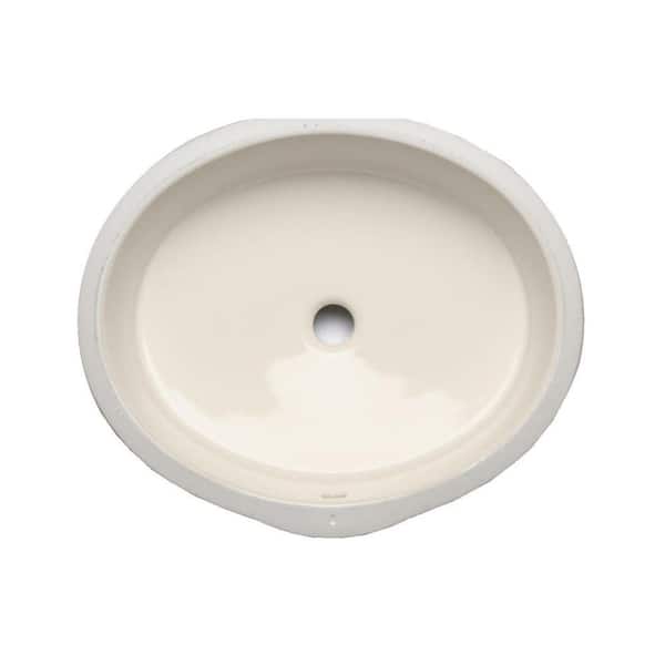 KOHLER Verticyl Oval Vitreous China Undermount Bathroom Sink in Biscuit with Overflow Drain