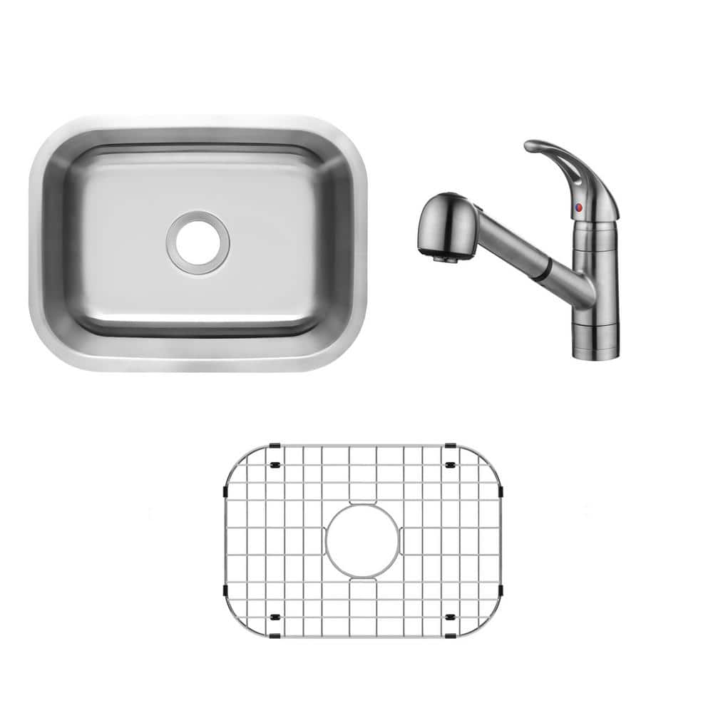 23 in. Undermount Single Bowl 16-Gauge Stainless Steel Kitchen Sink Package with Brushed Nickel Kitchen Faucet price history on PriceWatchPro
