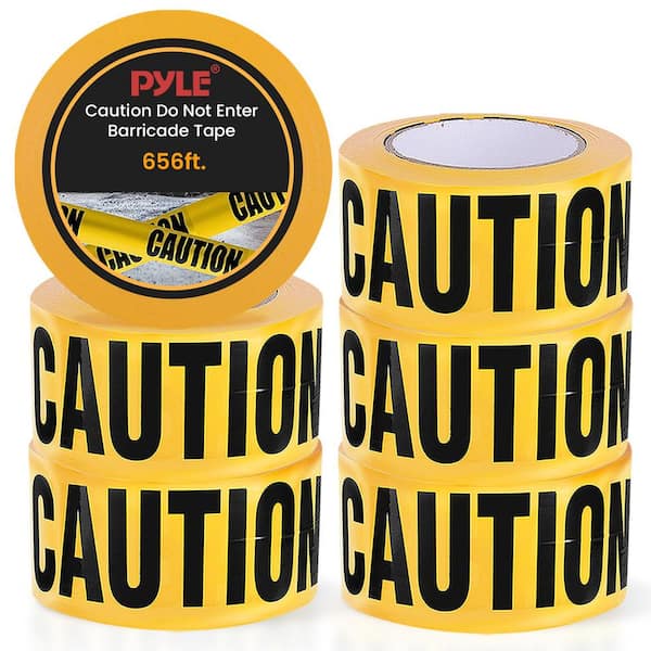 Pyle 6-Pieces 200 Meters Long Tape Roll Suitable for Do Not Enter Barricade Tape Set (Black and Yellow)