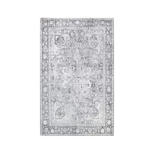 Riggs Charcoal 5 ft. 7 in. x 8 ft. 9 in. Bohemian Oriental Medallion Polyester Area Rug