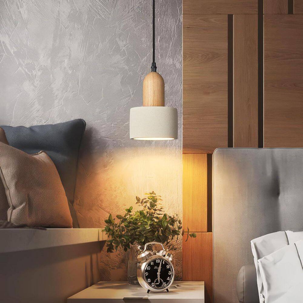 Modern Cement 1 light Pendant Lights White Chandelier Wooden Ceiling Lamps for Kitchen Island Bedroom Dining Room bar price history on PriceWatchPro