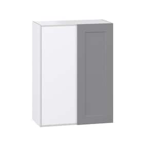 30 in. W X 40 in. H X 14 in. D Bristol Painted Slate Gray Shaker Assembled Wall Blindcorner Kitchen Cabinet