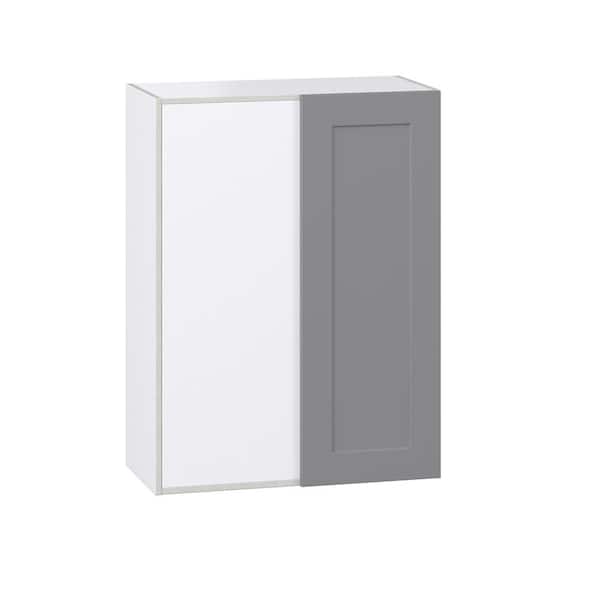 J COLLECTION 30 in. W X 40 in. H X 14 in. D Bristol Painted Slate Gray Shaker Assembled Wall Blindcorner Kitchen Cabinet