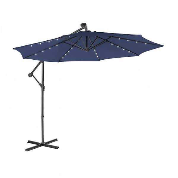 Clihome 10 ft. Cantilever Patio Umbrella in Navy Blue with Tilting System