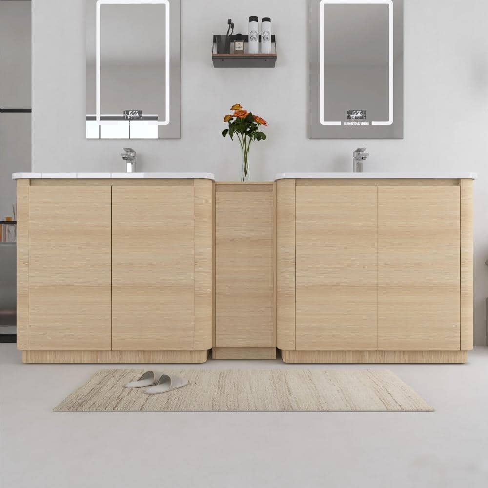 84 Inch Freestanding Bathroom Vanity with White Ceramic Sink and 1 Storage Cabinet, Soft-Close Doors price history on PriceWatchPro