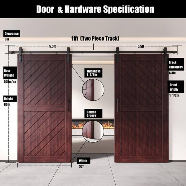HOMACER XT1 32 in. x 80 in. C-Panel Red Mahogany Slanted