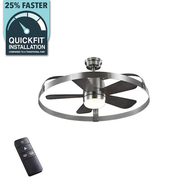 Harrington 36 in. White Color Changing Integrated LED Brushed Nickel Ceiling Fan with Light Kit and Remote Control