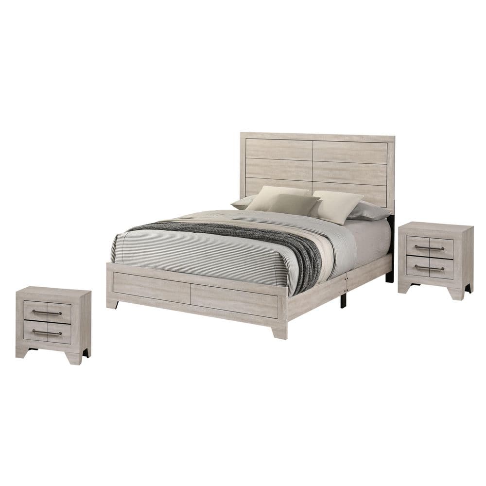 Dolce 3-Piece Rustic Grey Oak Color Wood Eastern King Bedroom Set With 2-Nightstands price history on PriceWatchPro