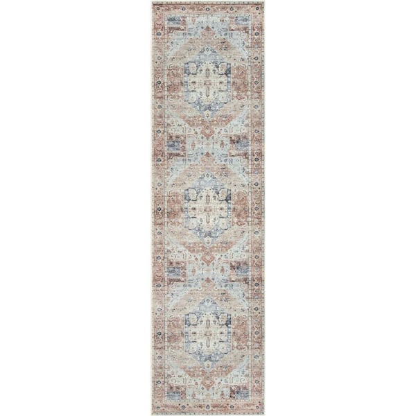 Well Woven Lotus Binita Vintage Persian Oriental Ivory Rust 2 ft. 7 in. x 9 ft. 10 in. Runner Area Rug