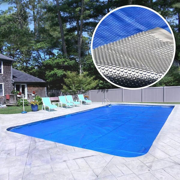 Pool Mate Special Deluxe 5-Year 16 ft. x 32 ft. Rectangular Blue/Silver Solar In Ground Pool Cover