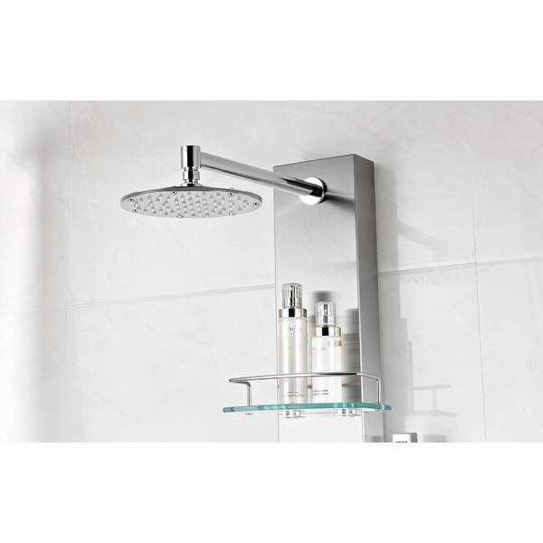 Coastal Series 44 in. Full Body Shower Panel System with Heavy Rain Shower  and Spray Wand in Brushed Steel