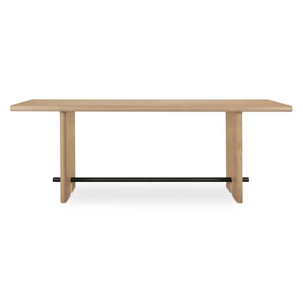 Thornefield 86 in. Natural Rectangle Oak Wood Console Table with Bullnose Edges and Metal Spreader Bar