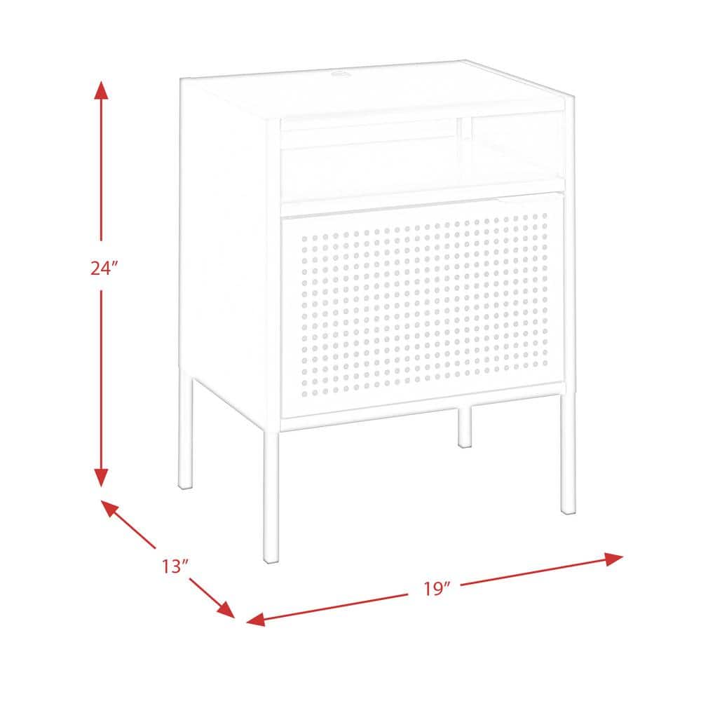 Gemma Black Metal Nightstand with USB Port and Open Shelf