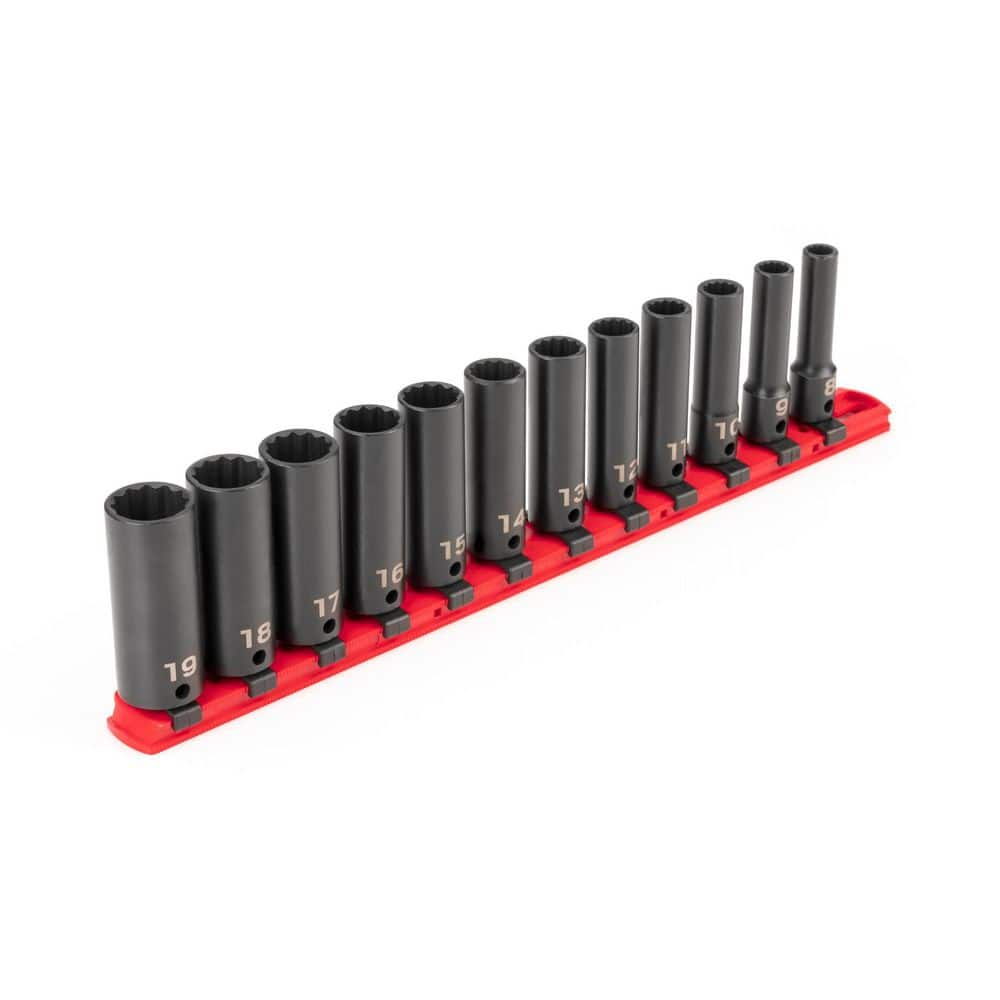 TEKTON 3/8 in. Drive Deep 12-Point Impact Socket Set (12-Piece) (8-19 mm) -  Rails SID91111 - The Home Depot