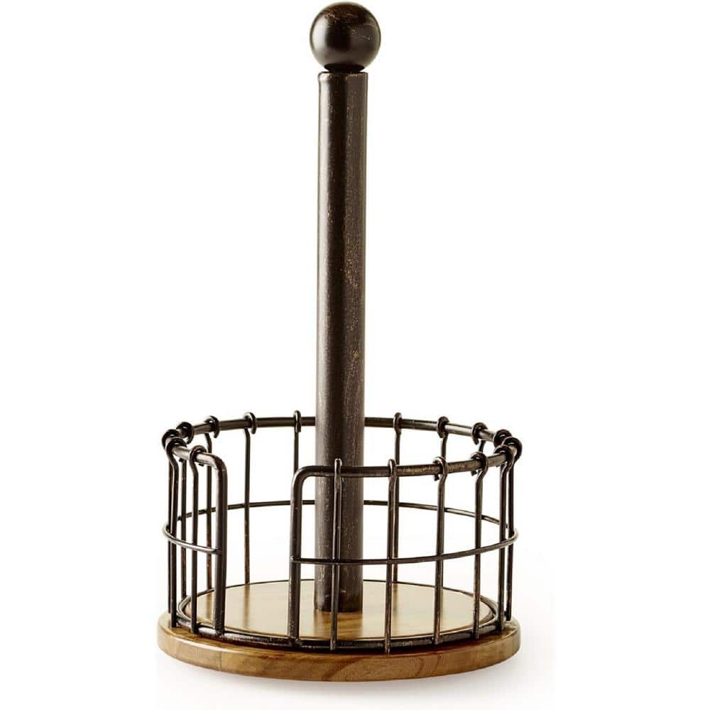 Anvil Wire Frame and Acacia Wood Base Antique Black 13.25 in. Easy to Refil