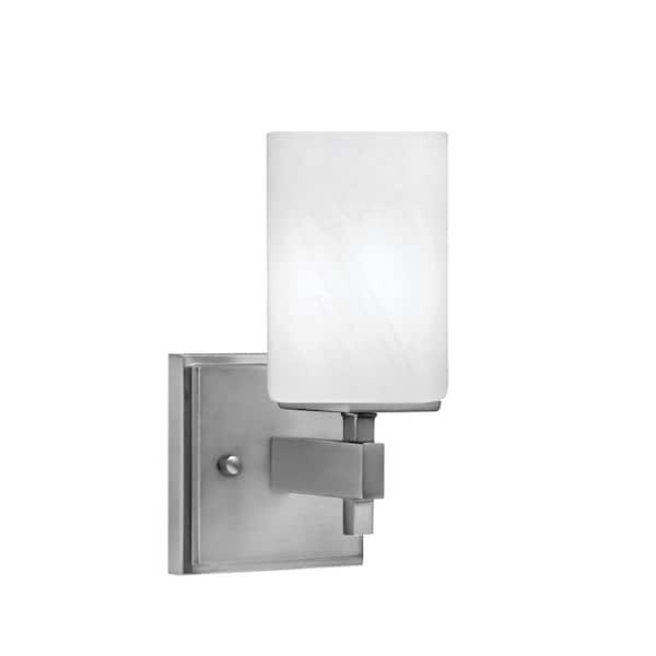 Bridgewater 1 Light Graphite Wall Sconce with 4 in. White Marble Glass Shade, No bulb included