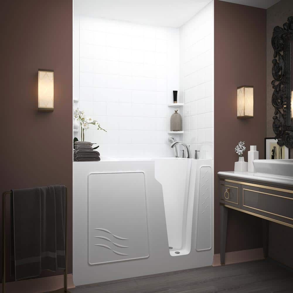 Flagstaff 52'' x 29'' White Walk-in Whirlpool Fiberglass Bathtub with Faucet