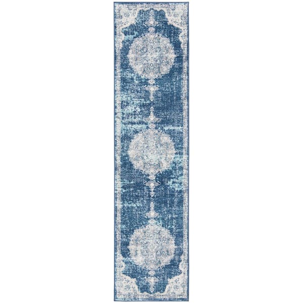 SAFAVIEH Brentwood Navy/Ivory 2 ft. x 6 ft. Border Runner Rug