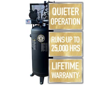 Industrial Gold 60 Gal. 3.5 HP Vertical 1-Phase Low RPM 125-PSI Electric Air Compressor with Quiet Operation