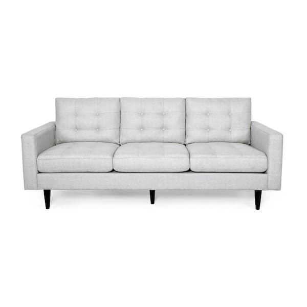 Noble House Adderbury 82.75 in. Light Grey Solid Fabric 3-Seat Lawson Sofa