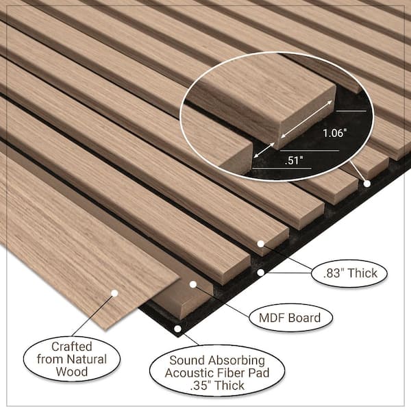 MSI Tawny Acoustic 9.5 in. x 94.5 in. Mixed Wood Slat Flat Wall