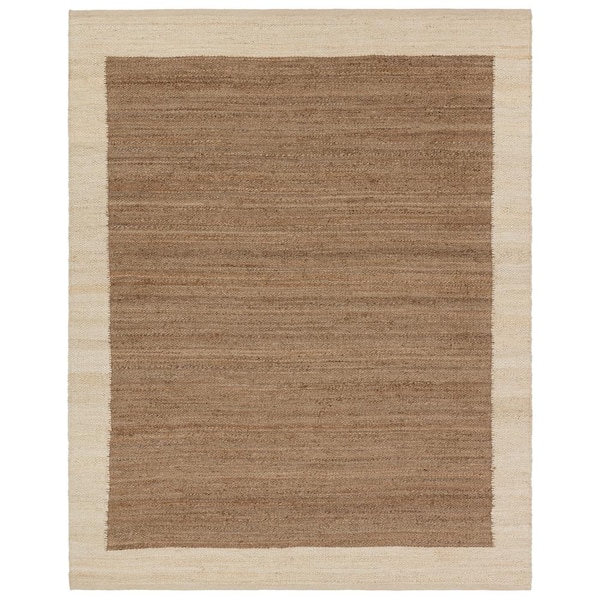 Jaipur Living Query 9 ft. x 12 ft. Brown/Tan Bordered Handmade Area Rug