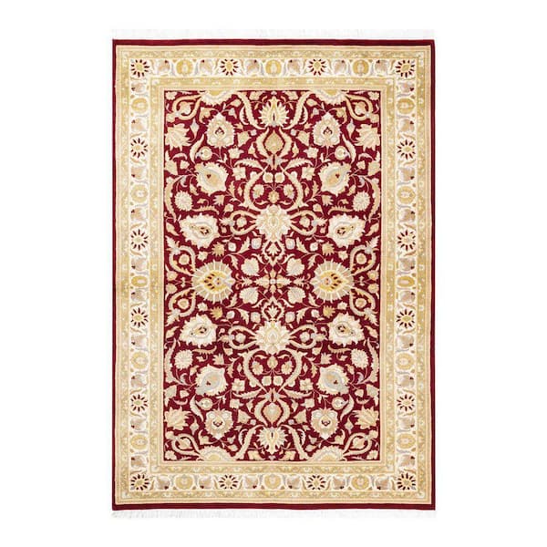 Mogul Traditional Red 4 ft. 2 in. x 6 ft. 4 in. Oriental Area Rug