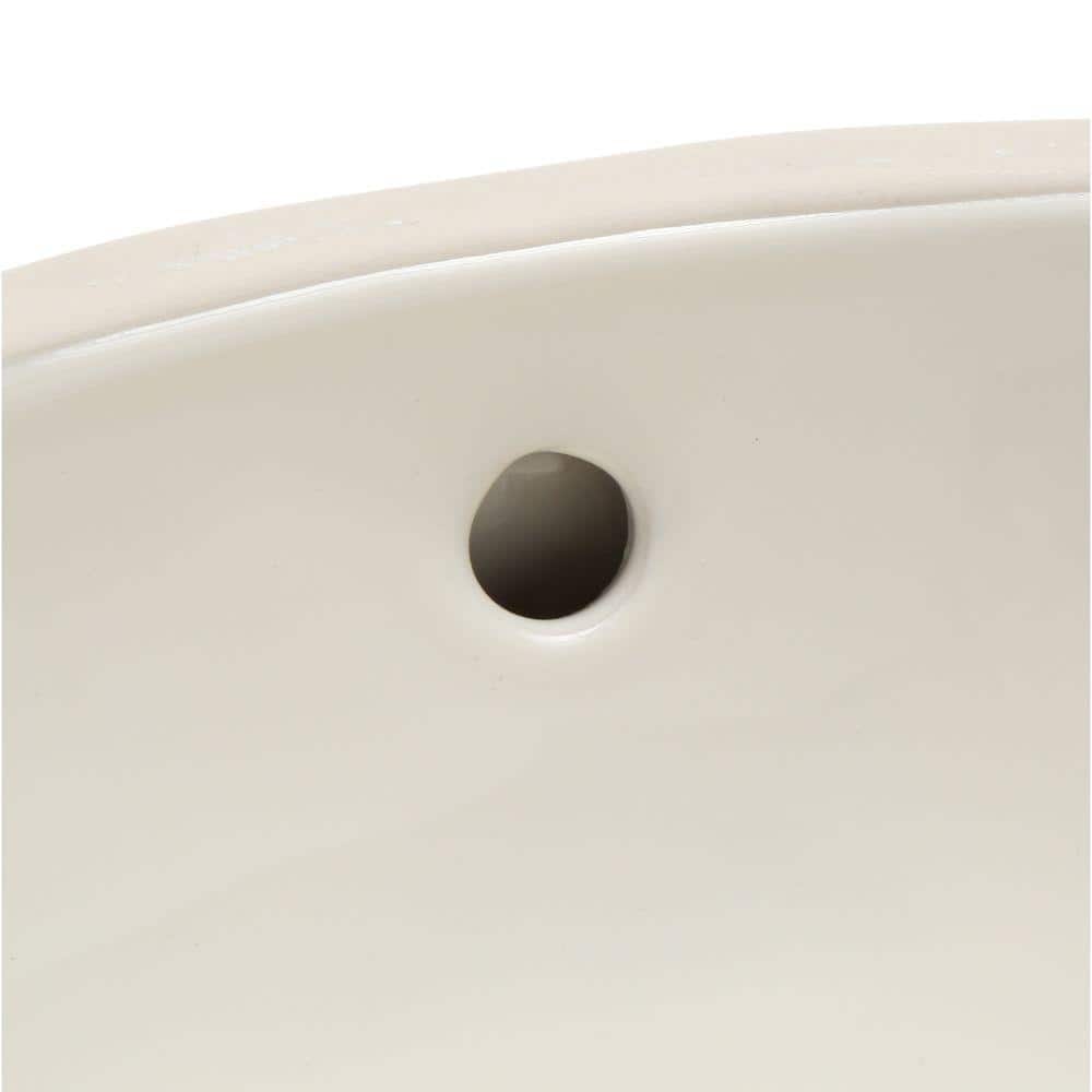 Biscuit Ceramic Oval Undermount Bathroom Sink with Overflow