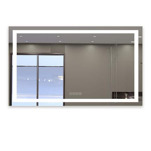 KINWELL Modern 60 in. W x 36 in. H Large Rectangular Frameless Anti-Fog Wall Mount Bathroom Vanity Mirror
