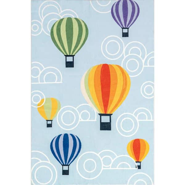 Annelie Balloon Machine Washable Kids Light Blue 5 ft. x 7 ft. 6 in. Area Rug