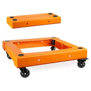 Anky 330 lbs. Capacity Plastic Portable Folding Moving Self Contained Dolly Cart with 2 Locking Wheels in Orange