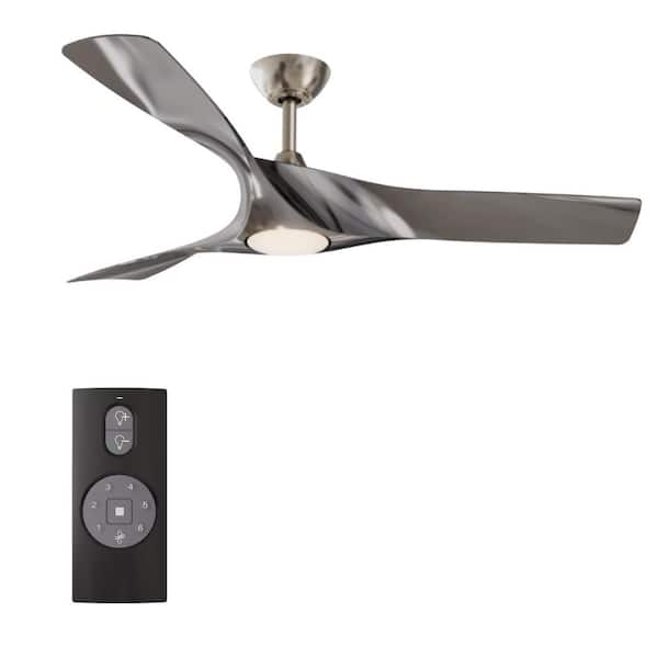Vortex 52 in. Indoor Brushed Nickel Standard Ceiling Fan with Warm White Integrated LED Light and Remote Control