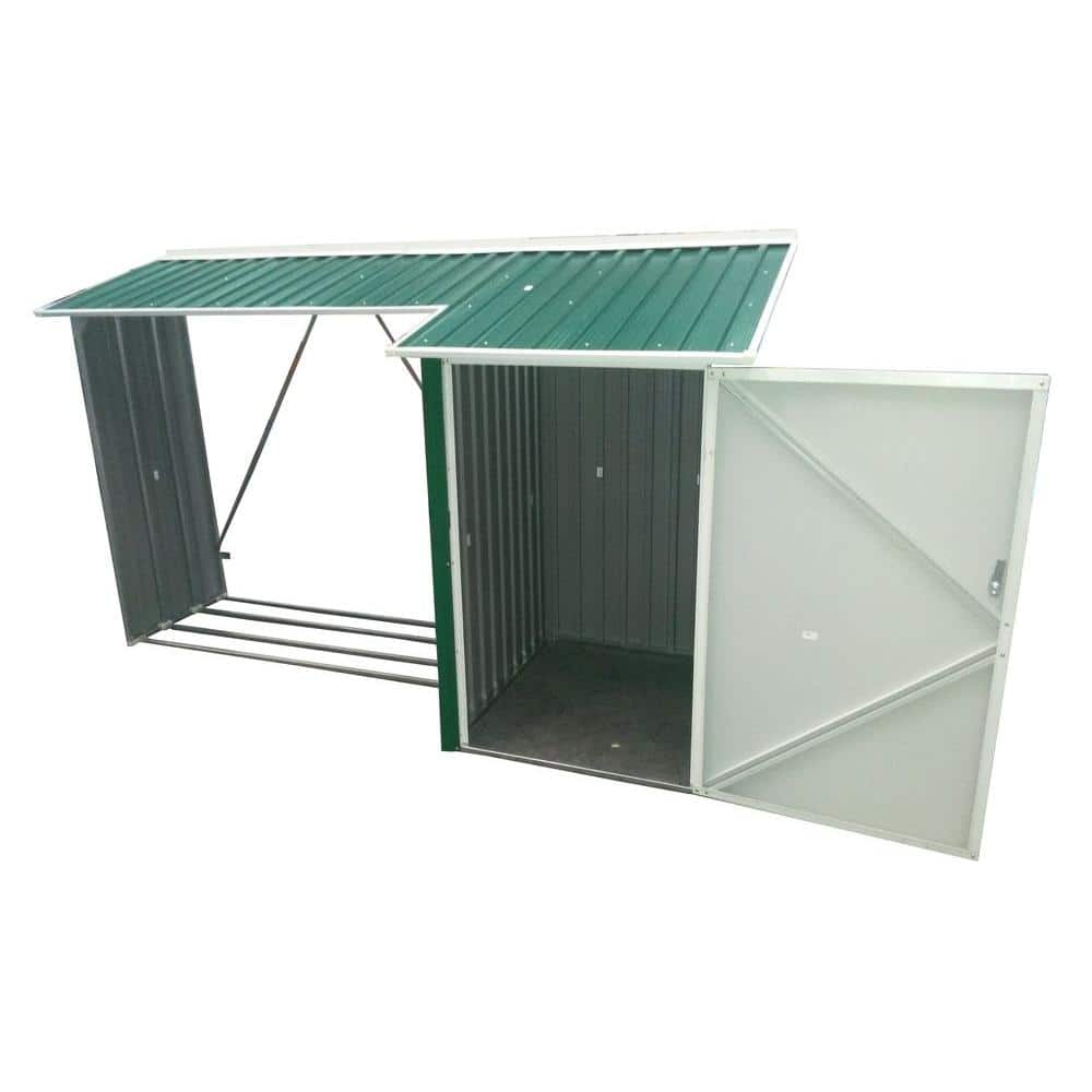 Green and Off-White Metal Lean-to Storage Shed Kit