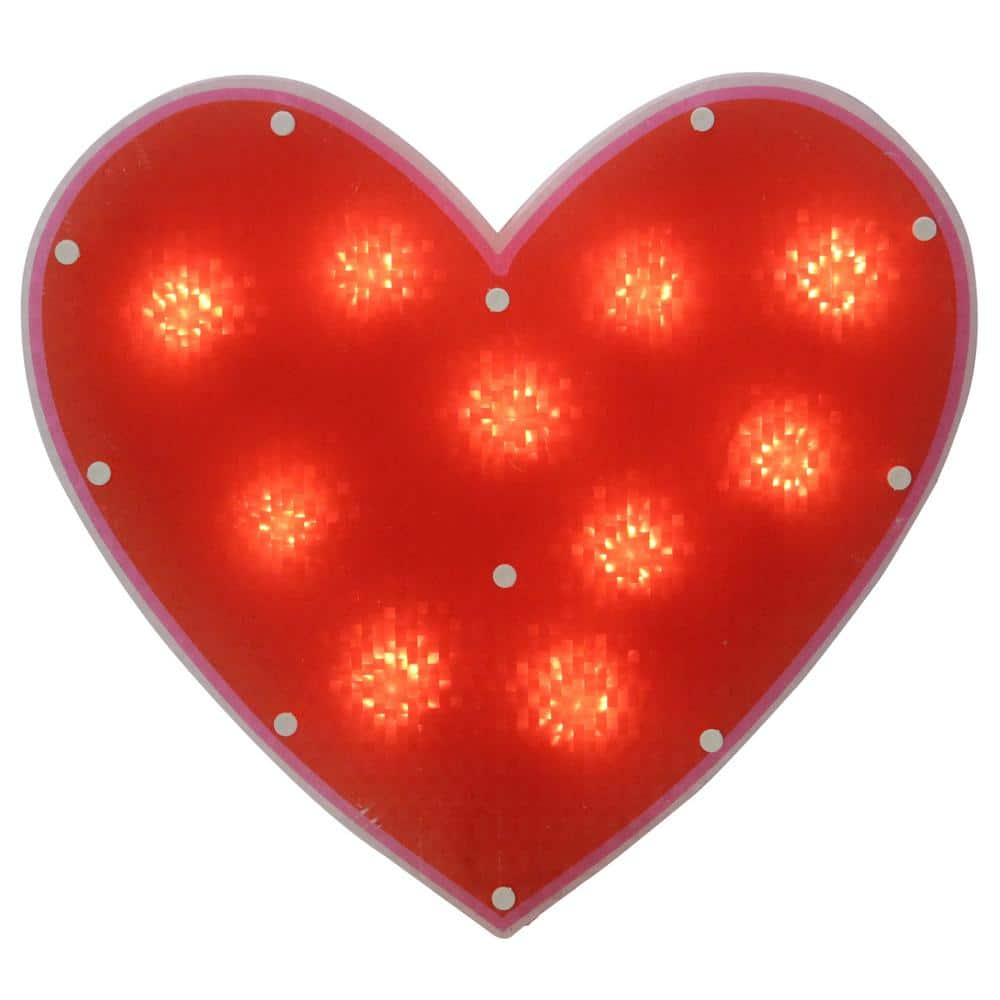 Northlight 12 in. H x 13 in. L Lighted Valentine's Day Shimmering Red Heart Window Silhouette Decoration