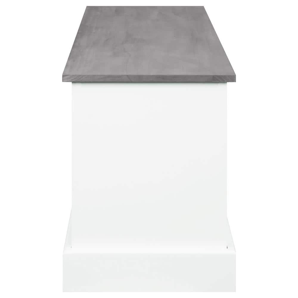 White and Weathered Gray 3-Drawer Storage Bench