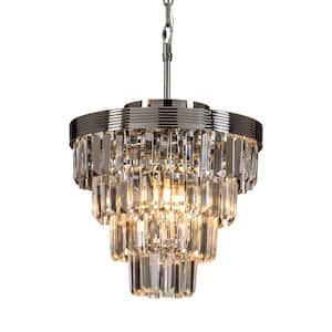 3-Light 13in Glam Small Tiered Crystal Chandelier in Chrome for Bedroom