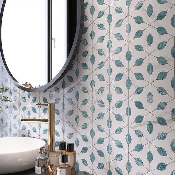 Alicante Esmeralda Green Hexagon 7.88 in. x 9.45 in. Matte Porcelain Tile Sample
