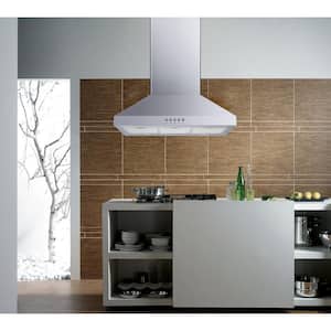 Siena 36 in. 350CFM Convertible Kitchen Island Pyramid Range Hood in Stainless Steel w/ Charcoal Filters and LED Lights