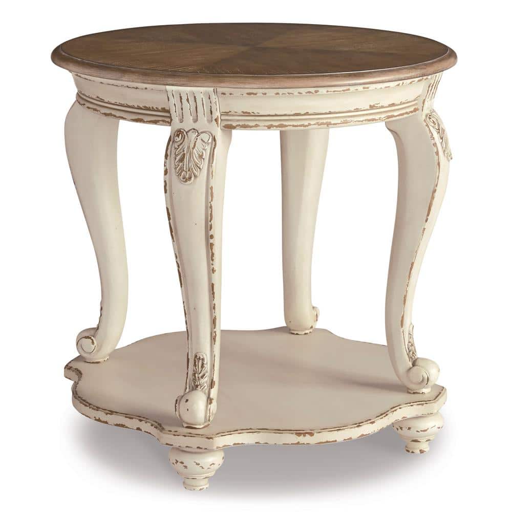 Realyn 26 in. 2-Toned Round Wood End Table (NO TEST)