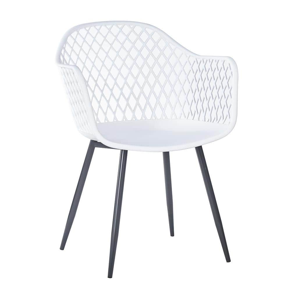 White Modern Simple Plastic Armchair Dining Chair (Set of 2)