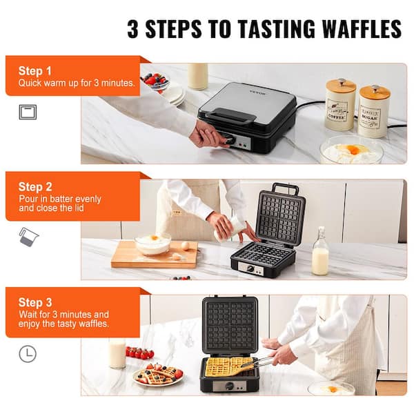 No-Drip Waffle Maker: Waffle Iron 1000W + Waffle Maker Machine For