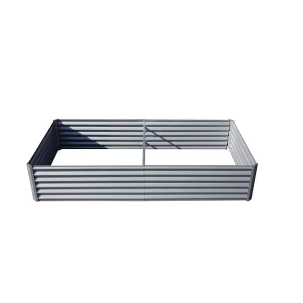 Unbranded 8 ft. x 4 ft. x 1.5 ft. Galvanized Raised Garden Bed,Square Outdoor Planter Garden Boxes Large Metal Planter Box, Silver